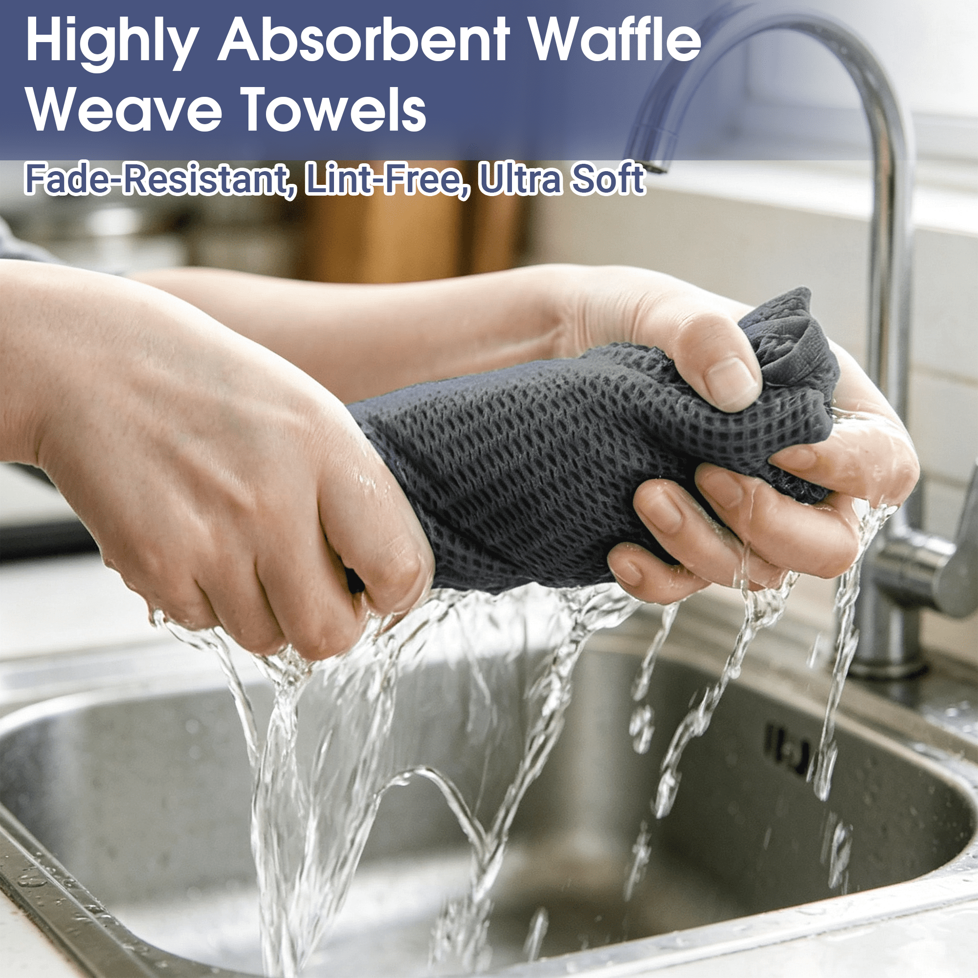Kitchen Towels 6-Pack Kitchen Dish Cloths, Ultra Absorbent, Quick Drying, Cotton Waffle Kitchen Dishcloths, Reusable Dish Towels, 12 x 12 Inches