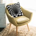 thumbnail image 2 of Throw Pillow Covers 26x26 Inch, 3D Optical Illusion Decorative Pillow Cases for Couch Sofa Bed, Black White Checkered Gingham Plaid Vortex Cotton Linen Square Home Decor Pillowcases, 2 of 7