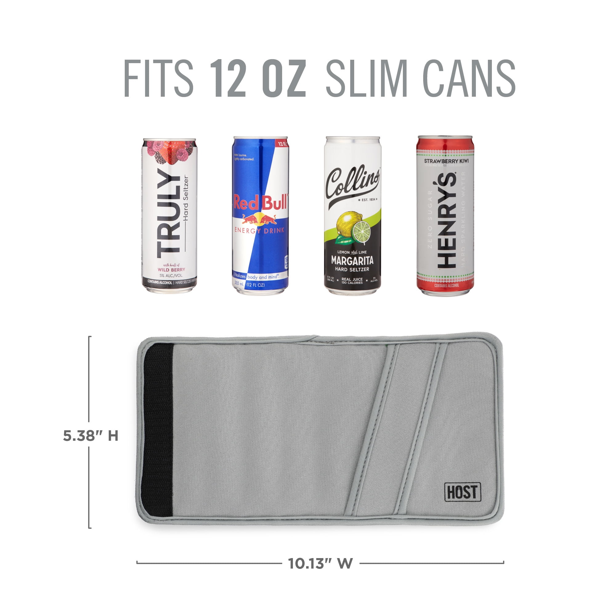 Host Insta-Chill Slim Can Sleeve for Beer, Soda, Seltzer, Juice Cans, Gray