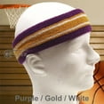 thumbnail image 3 of Couver Unisex Terry Striped Basketball Headband Sweatband, Purple/Golden Yellow/White, 3 Pieces, 3 of 7
