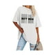 thumbnail image 3 of Blusa informal de color blanco de gran tamaño con cuello redondo, estampado de letras y hombros caídos, 3 of 5