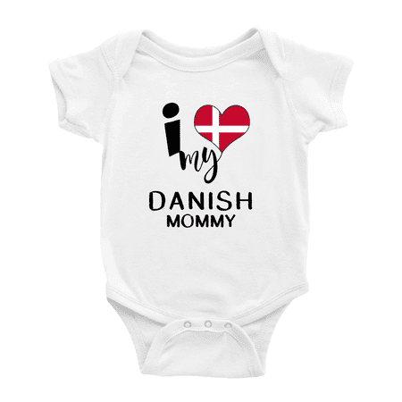 

I Heart My Danish Mommy Denmark Love Flag Baby One-Pieces Baby Bodysuit (White 6-12 Months)