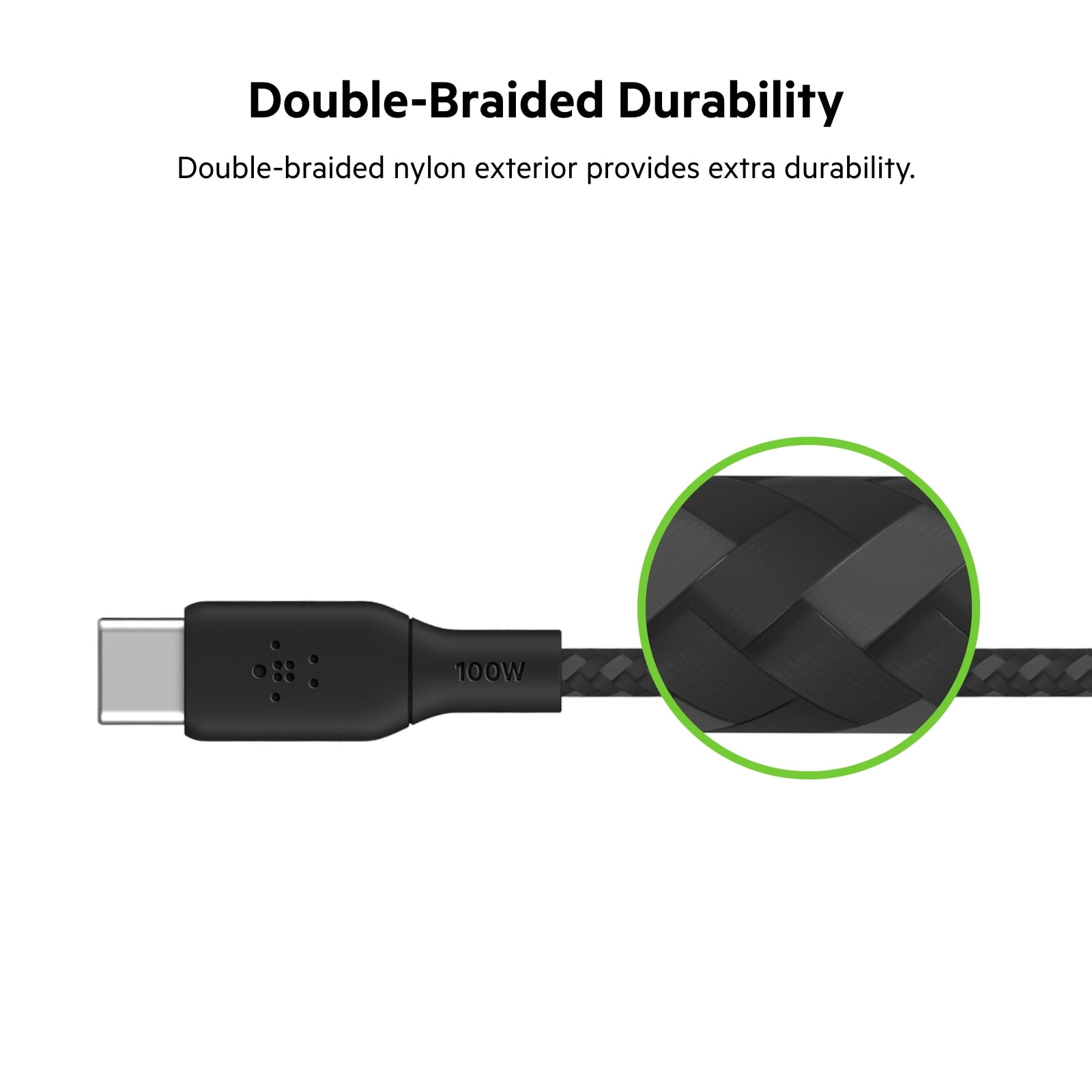 Belkin USB-C to USB-C Cable, BoostCharge Braided Power Cable (2M, 6.6ft), Fast Charging Cable w/ 100W Power Delivery, USB-IF Certified for iPhone 15, MacBook, Chromebook & More - Black