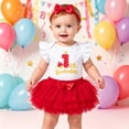 thumbnail image 2 of KDFJPTH Toddlers Outfits Sets Summer Adorable Birthday Dress Girls Skirt Cozy Romper First Birthday Celebration Kids Clothing Sets, 2 of 4