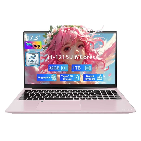17.3" IPS FHD-Business-Laptop Intel 6 Core i3-1215U 32GB RAM 1TB SSD (Beat i5-1135G7 Up to 4.4GHz) Computer with 65W Type C Fingerprint Backlit Keyboard Wi-Fi 6 Numpad Win 11