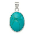 thumbnail image 1 of 925 Sterling Silver Oval Turquoise Necklace Pendant Charm Natural Shell Stone, 1 of 6