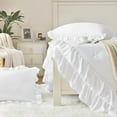 thumbnail image 5 of White Queen Comforter Set, 3Pcs Ruffle Comforters Queen/Full Size Farmhouse Bedding Sets with Comforter, Lightweight Fluffy Soft Shabby Chic Bedding Comforter Sets, 5 of 5