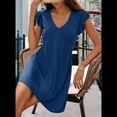 thumbnail image 4 of Vestido Tipo Chaleco Holgado con Mangas de y Escote en V Profundo para Mujer, Color Azul, Talla S, 4 of 6