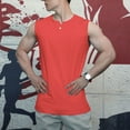 thumbnail image 2 of RYRJJ Men's Athletic Tank Tops Sleeveless Henley Buttons Muscle T-Shirt Breathable Solid Workout Gym Tees(Red,L), 2 of 5