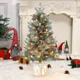 thumbnail image 6 of Christmas Tree 3FT Pre-Lit Artificial Xmas Tree with 78 LED Lights, Potted Base,Snow Flocked,  Battery Operated, Easy Fold Storage, Small Christmas Trees for Indoor Outdoor DecorBattery Powered Light, 6 of 7
