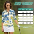 thumbnail image 7 of Uorisanigo Blue Palm Tree Womens Long Sleeve Golf Polo Shirts Size M Comfortable Moisture Wicking Casual Tennis Activewear Fashion Soft 3/4 Roll Sleeve Athletic Tops with Zipper, 7 of 7