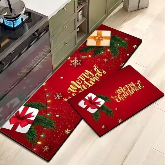 Alfombra decorativa navideña antideslizante para cocina, alfombra navideña para el hogar