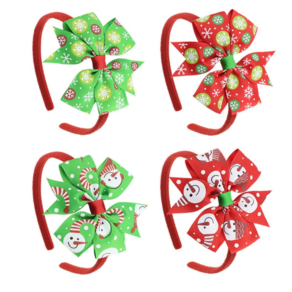 4pcs Christmas Headbands Bowknot Hair Bands Holiday Headbands Hair