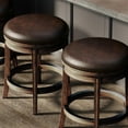 thumbnail image 5 of Maven Lane Alexander 26 Inch Tall Counter Height Rotating Backless Stool in Walnut Finish with Marksman Saddle Vegan Leather Upholstered Seat, 5 of 7