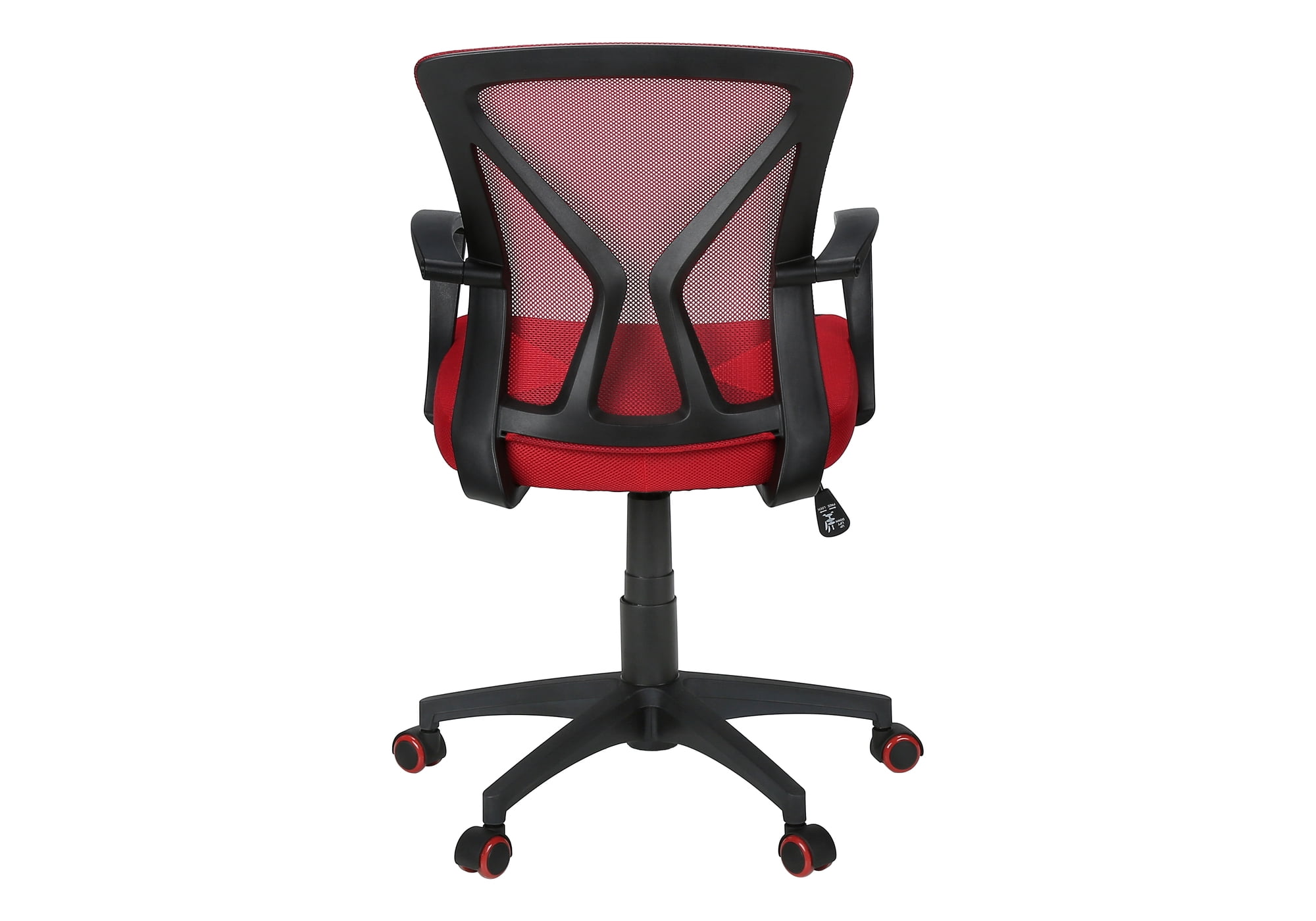 Monarch Specialties - Chaise De Bureau, Hauteur Réglable, Pivotant, Ergonomique, Accoudoir, Bureau Informatique, Travail, Maille Rouge, Métal Noir, Contemporain, Moderne