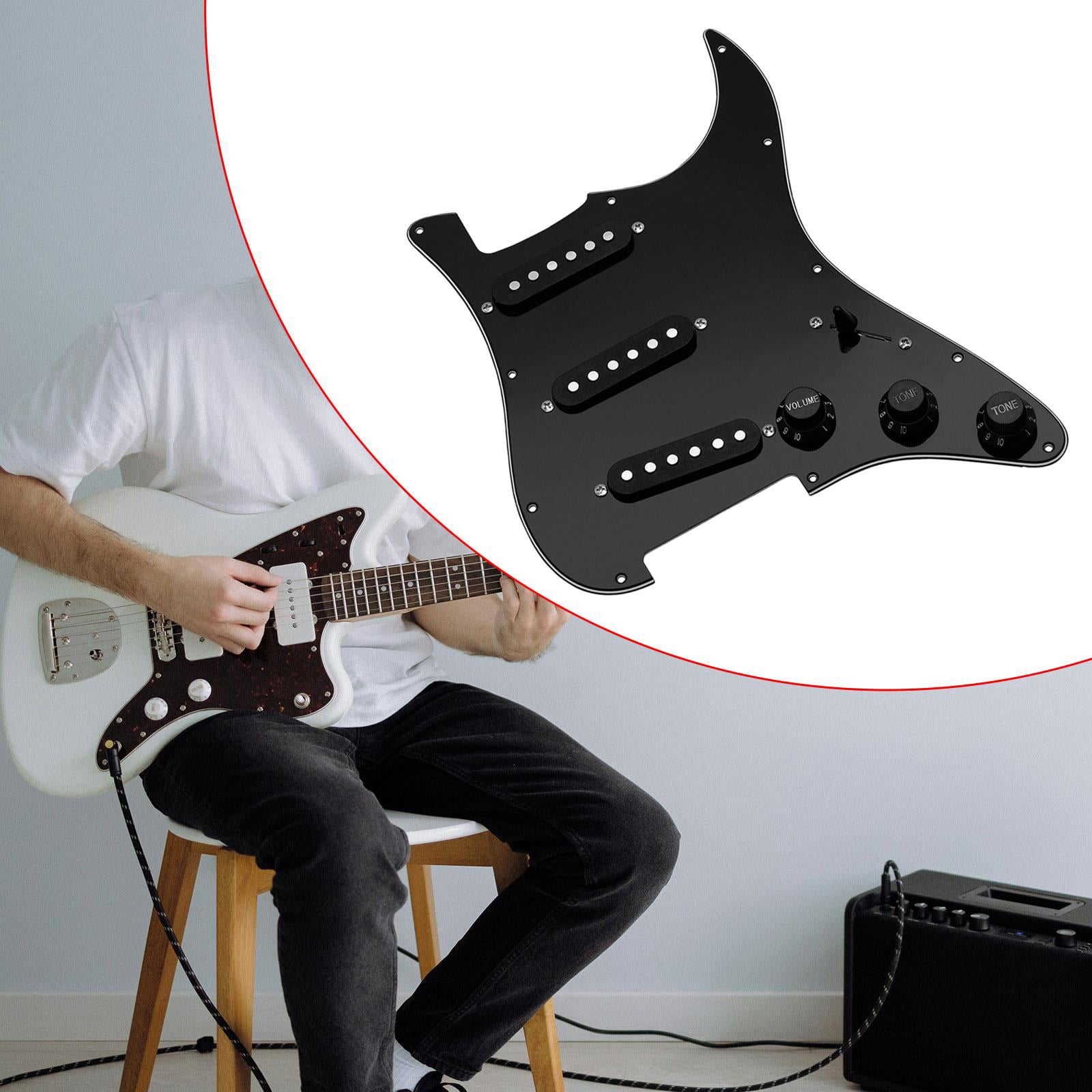 LeeQinersw Electric Guitar Pickguard PVC Portable Professional Lightweight Scratchplate Black