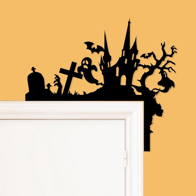 Adorno de metal para puerta de Halloween, decoración del hogar de Halloween, letrero de calabaza, decoración de esquina de puerta de ventana de mesa de Halloween para fiesta de Halloween, decoración d