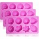 thumbnail image 2 of 3 Pcs Floral Leaf Silicone Molds, 8-Cavity Cake Chocolate Pudding Jelly Soap Muffin Trays for Kitchen Baking - Pink, 2 of 4