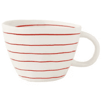 Elspezi Cups,Red Stripe Mug 16 oz Terra Cotta Ceramic Cup, Elegant Coffee Mug Drinkware