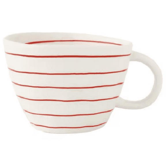 Elspezi Cups,Red Stripe Mug 16 oz Terra Cotta Ceramic Cup, Elegant Coffee Mug Drinkware