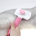 thumbnail image 4 of Pet Slicker Brush Cabello Autolimpiante Desprendimiento Peine Masajeador Rosa Sunnimix Cepillo autolimpiante para perros, 4 of 8