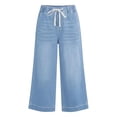 thumbnail image 6 of Capri Jeans for Women Elastic High Waist Relaxed Fit Wide Straight Leg Stretchy Denim Capris with Pockets Cropped Jeans, 6 of 6