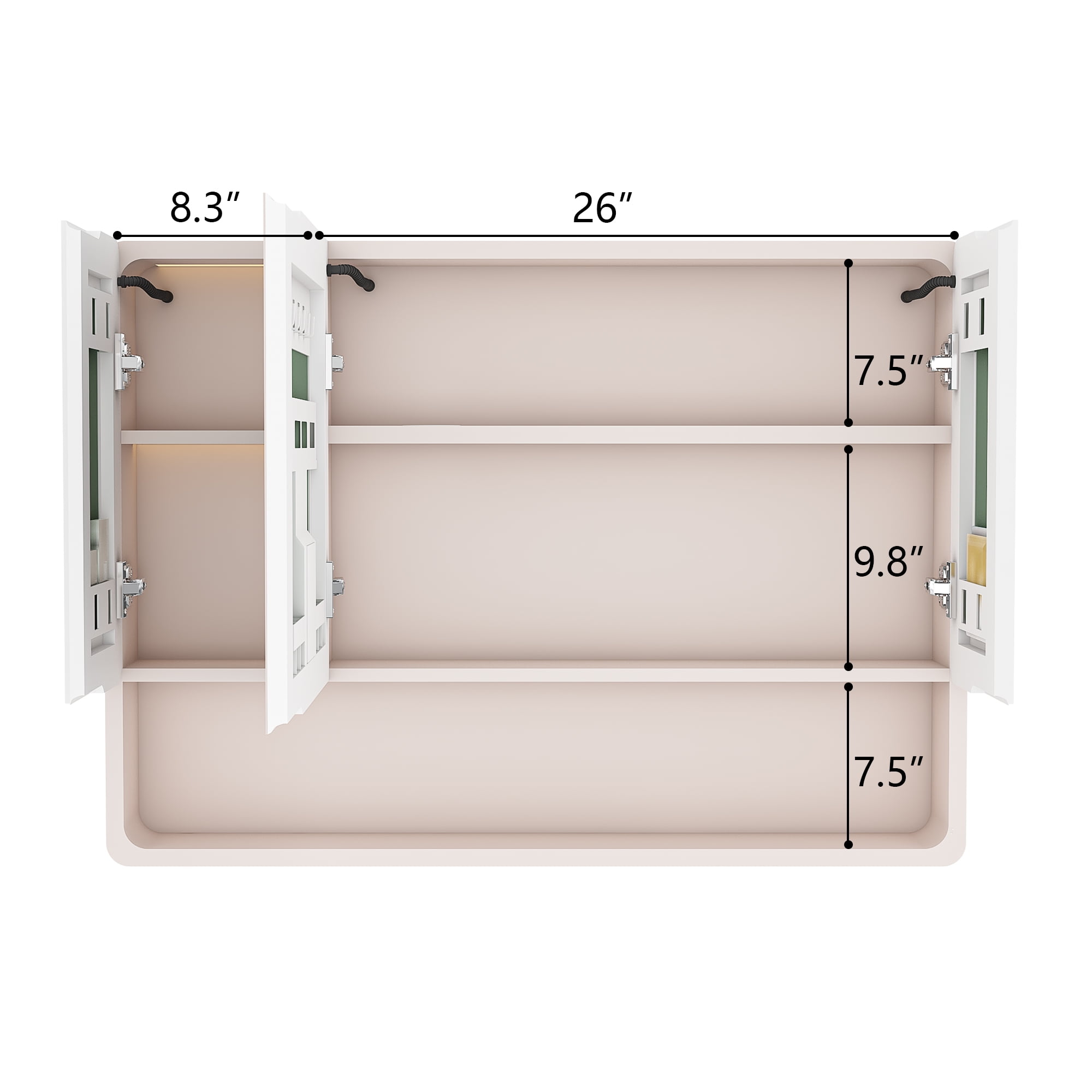Aukfa Bathroom Medicine Cabinets Wall Cabinet with Defogging Function and LED Lights,35"x28",Khaki