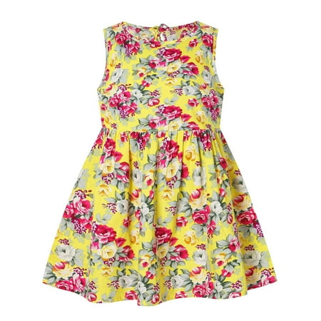 

QWERTYU Infant Baby Toddler Child Children Kids Dress for Girls Floral Dresses Sleeveless Summer Sundress 9M-4Y