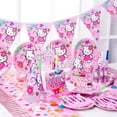thumbnail image 2 of Decoraciones para fiestas de cumpleaños de niñas de Hello Kitty, vasos de papel, platos, banderas, recuerdos para niños, vajilla desechable para baby shower, globos, suministros, 2 of 5