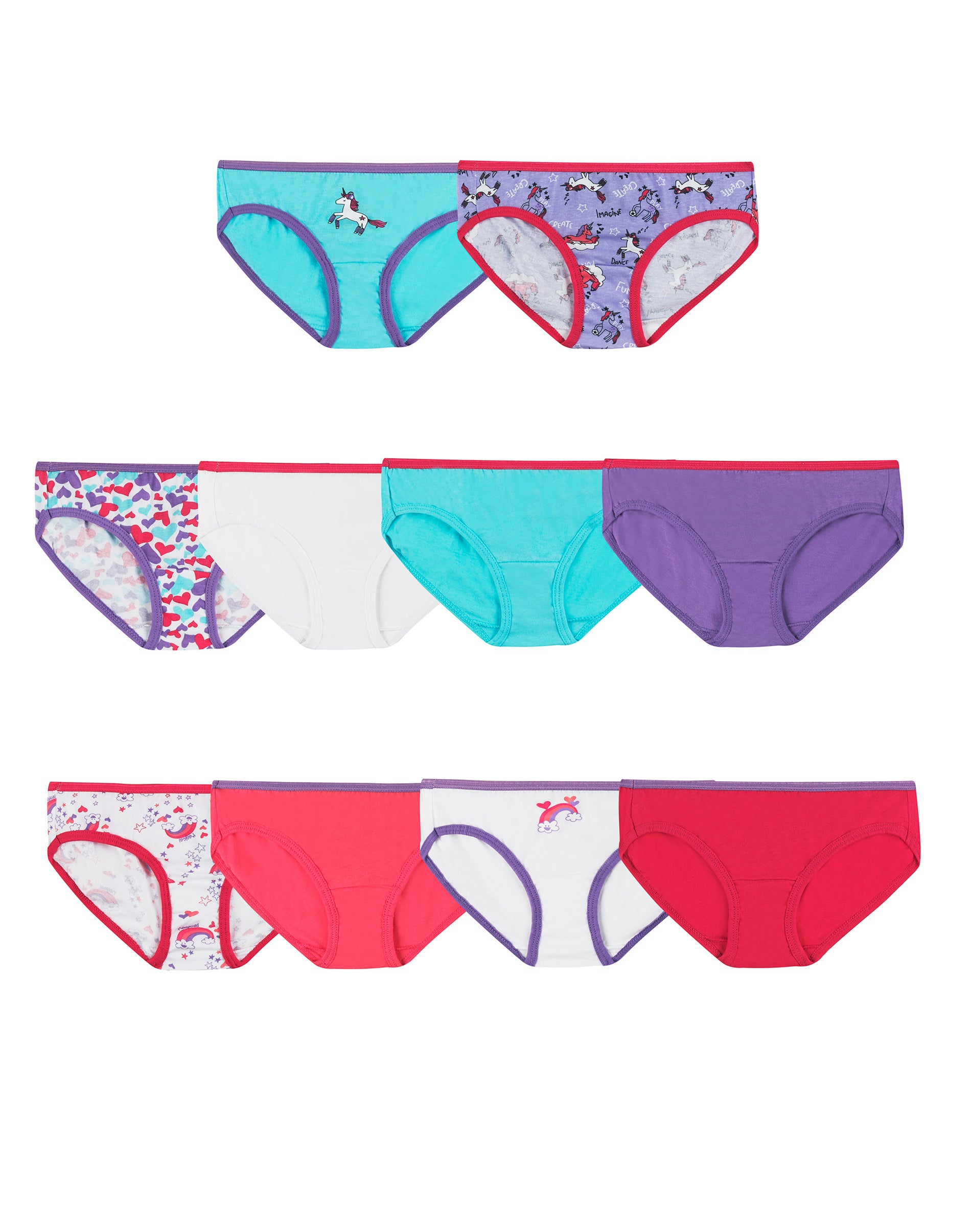 Hanes Girls' Cotton Hipster Underwear, Assorted, 10-Pack 1 6 - image 2 of 4