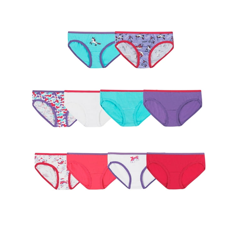 10-PACK Hanes Panties Girls Sz 10 Assorted Underwear 100% Cotton Multicolor  NWOT