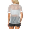 thumbnail image 3 of INSPIRAR CHIC Camiseta de Malla para Mujeres, Cubierta de Fiesta, Manga Corta, Transparente, Tops Sheer S Plata Blanca, 3 of 6