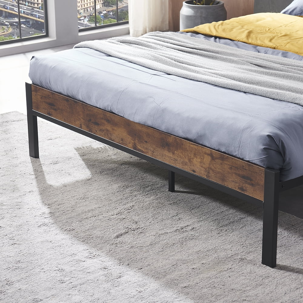 Private Jungle Full Size Metal Platform Bed Frame with Wooden Headboard and Footboard, No Box Spring Needed, Large Under Bed Storage,Dark Brown Private Jungle Full Size Metal Platform Bed Frame with Wooden Headboard and Footboard, No Box Spring Needed, Large Under Bed Storage,Dark Brown