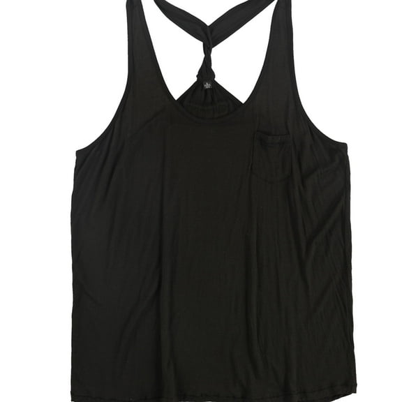 Tags Weekly Womens Solid Racerback Tank Top, Black, Small