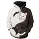 thumbnail image 3 of 2023 nueva moda gato blanco y negro 3D sudaderas con capucha sudaderas jersey hombres mujeres casual streetwear casual negro talla grande sudaderas con capucha, 3 of 4