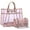 Pink, variant on MKP Women Large Clear Tote PVC Purse Ladies Top Handle Shoulder Handbag Transparent Satchel 2 Pcs Bag Set