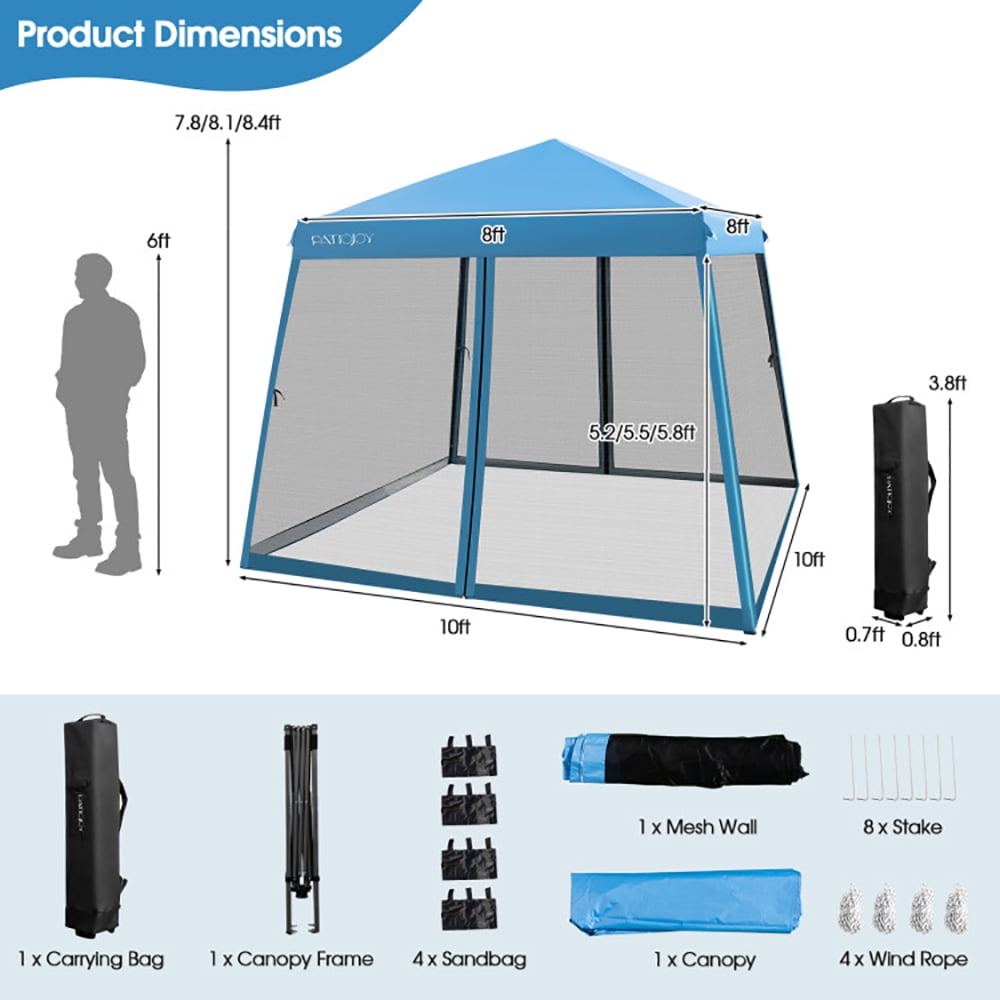 Aimee Lii 10 x 10 Feet Pop Up Canopy with with Mesh Sidewalls and Roller Bag, Backyard Canopy Gazebo for Party Camping BBQ Events, Blue Aimee Lii 10 x 10 Feet Pop Up Canopy with with Mesh Sidewalls and Roller Bag, Backyard Canopy Gazebo for Party Camping BBQ Events, Blue