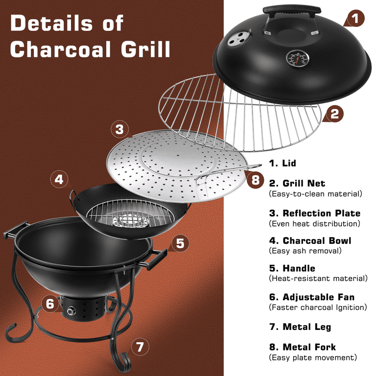 【週末限定価格】COOKING SHELTER TRY AND GRILL Amazon.com: 22-inch Charcoal Kettle Grill Set of 31, HaSteeL