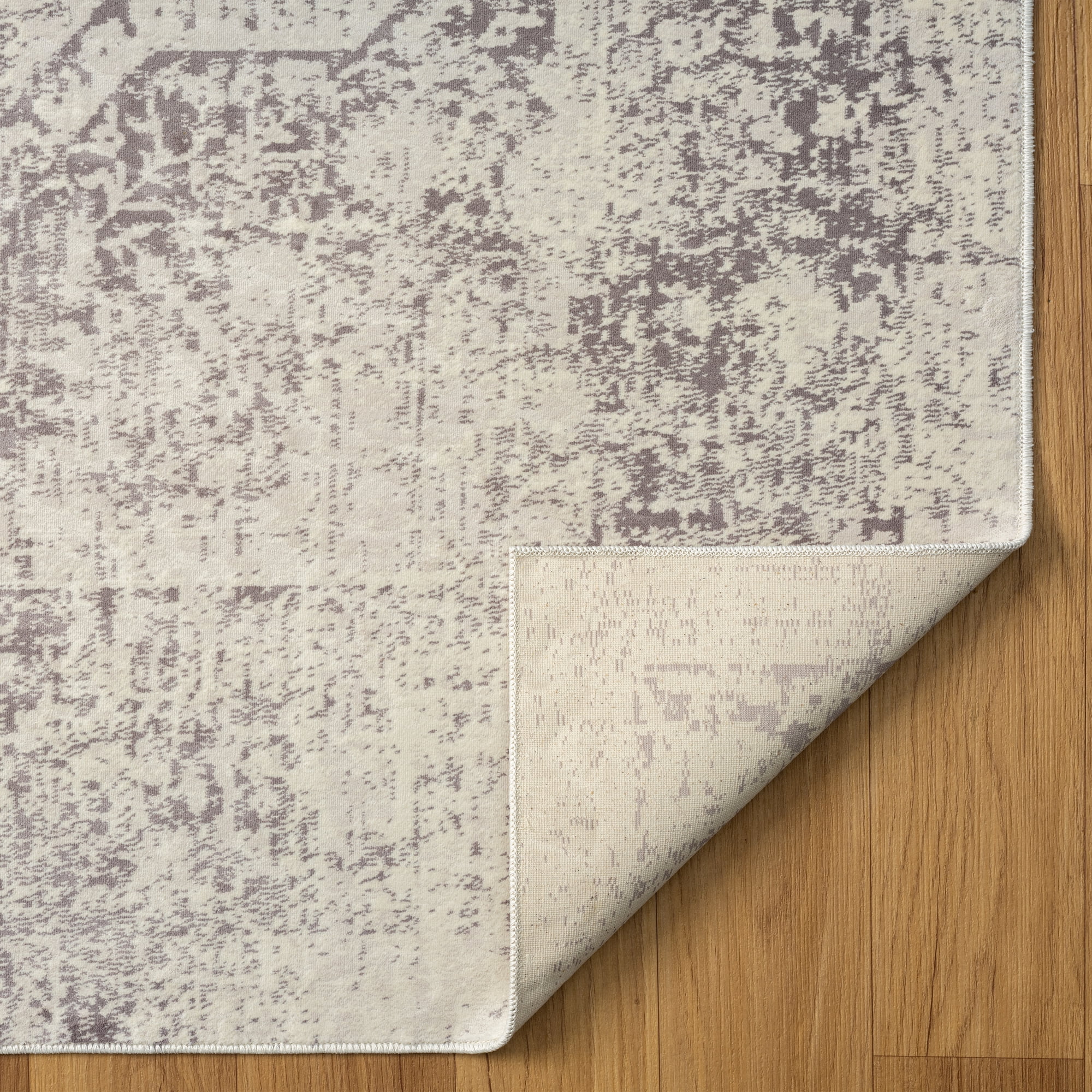 LR Home Brooke 5'3" x 7' Gray Medallion Waterproof Non-Slip Machine Washable Indoor Area Rug