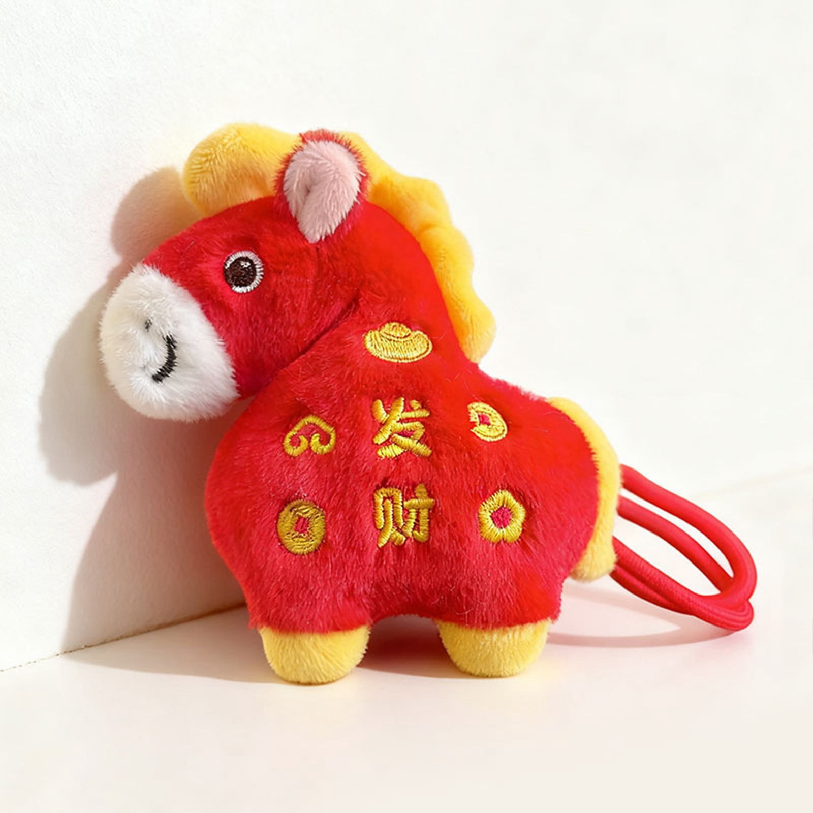 2026 Year of The Horse Chinese New Year Ornaments Hanging Horse Plush Toy Keychain Mini Stuffed with Cultural Symbol Integration Cute New Years Gift for Indoor Outdoor Holiday Car Decoration(1Pc)