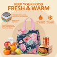 thumbnail image 5 of Pioneer Flower Floral Print Pattern Insulated Lunch Bag for Women & Adults,Large Portable Soft Cooler Lunch Bag,Thermal Food Storage Tote with Pearl Cotton,8.66L,8.75x5.75x9.5 Inch, 5 of 6