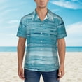 thumbnail image 4 of Lsque Teal Turquoise Fluid Stripes pattern Hawaiian Shirt for Men, Unisex Summer Beach Casual Short Sleeve Button Down Shirts-Medium, 4 of 9