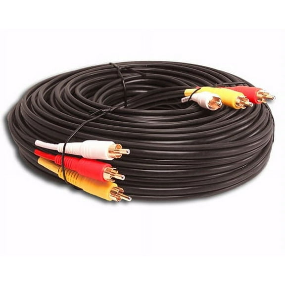 Triple RCA Composite Cable 50' with RG59 video