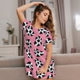 thumbnail image 3 of Balery heart with cow Camisón de manga corta con cuello redondo para mujer, cómodo y elegante., 3 of 6