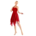 thumbnail image 4 of inhzoy Robe de Danse Lyrique pour Femmes en Chiffon Bretelles Spaghetti Asymétrique Robe de Bal Rouge G, 4 of 8