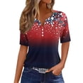 thumbnail image 2 of IYYVV Womens Graphic Tees Star Stripes Graphic And 4Th Of July Henley V Neck 2025 Shirts Button Short Sleeve Summer Shirt Navy S, 2 of 5