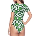 thumbnail image 4 of Gaeub Leopard Print St. Patrick'S Day Women'S Short Sleeve One Piece Swimsuit Sexy High-Waisted Bodysuit For Swimming, Beach, Sports - Medium, 4 of 9