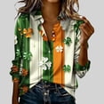thumbnail image 1 of TaTaai Ladies St. Patrick's Day Printed Long Sleeve Shirt Fashion Round Neck Casual Blouse Lightweight Soft Polyester Top for Daily Party Office Vacation All Seasons Wear Gift, 1 of 5