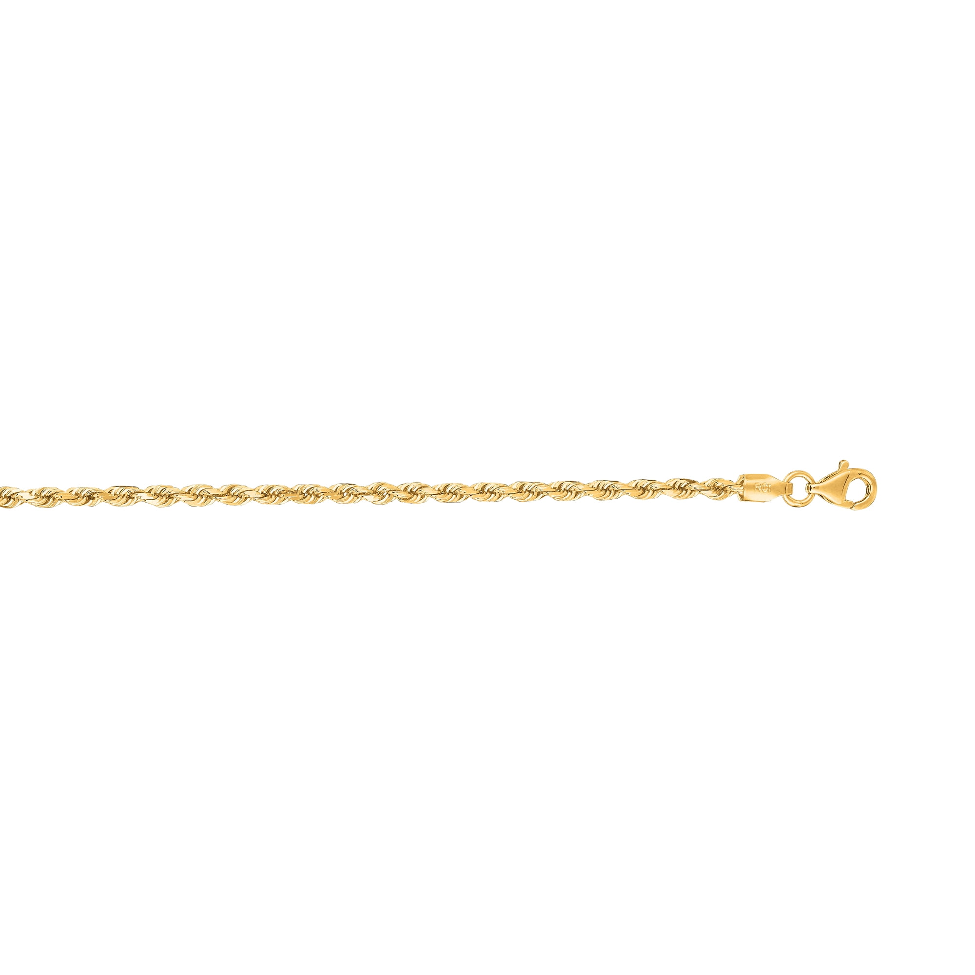 14K Yellow Gold 22in 2.5mm Diamond-Cut Rope Chain with Lobster Clasp
