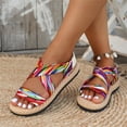 thumbnail image 5 of HTHLVMD Comfortable Boho Flat Sandals, Women's Flat Sandals Comfortable Open Toe Rubber Thong Cushion Easy to Clean for Women Indoor Outdoor Vacation, Multicolor 9.5, 5 of 5